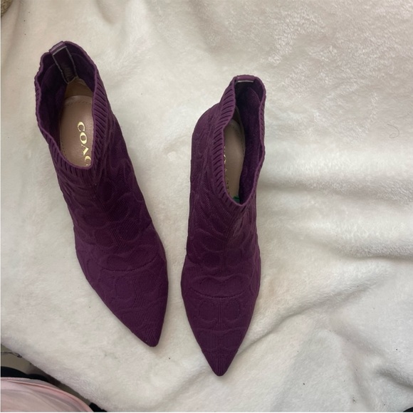 COACH Jade Logo Monogram Blackβ Knit Sock Ankle Booties Sz US 7.5 B 221 - Picture 6 of 13